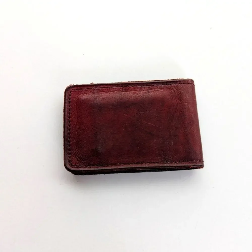Vintage Rico Leather Magnetic Money Clip ID Credit Card Holder Wallet